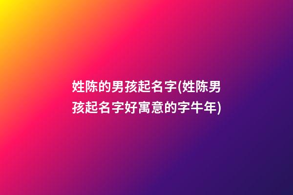 姓陈的男孩起名字(姓陈男孩起名字好寓意的字牛年)