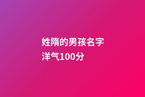 姓隋的男孩名字洋气100分