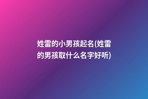 姓雷的小男孩起名(姓雷的男孩取什么名字好听)