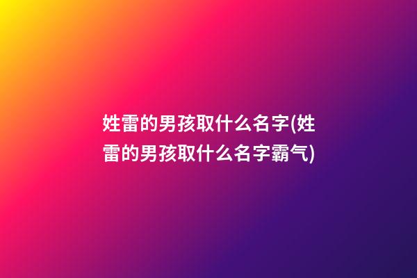 姓雷的男孩取什么名字(姓雷的男孩取什么名字霸气)