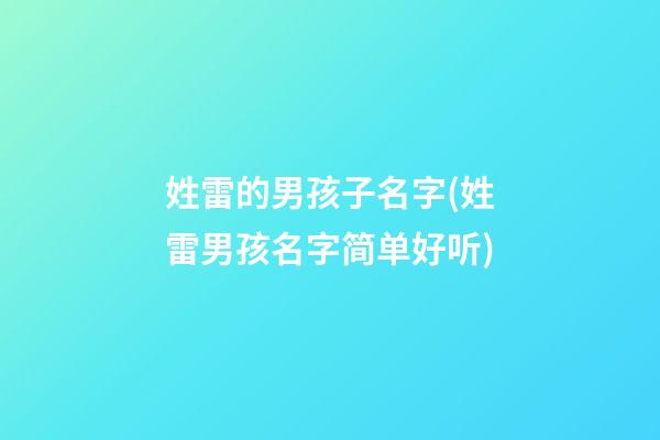 姓雷的男孩子名字(姓雷男孩名字简单好听)