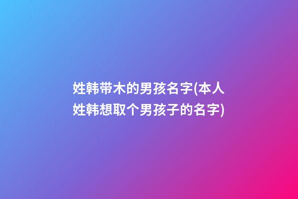 姓韩带木的男孩名字(本人姓韩想取个男孩子的名字)