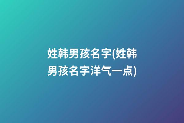 姓韩男孩名字(姓韩男孩名字洋气一点)