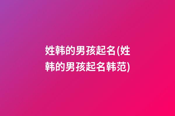 姓韩的男孩起名(姓韩的男孩起名韩范)