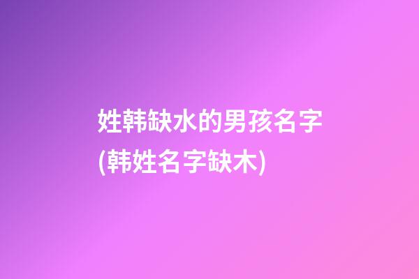 姓韩缺水的男孩名字(韩姓名字缺木)