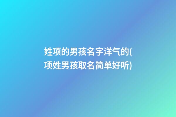 姓项的男孩名字洋气的(项姓男孩取名简单好听)