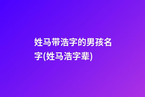 姓马带浩字的男孩名字(姓马浩字辈)