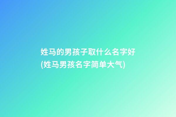 姓马的男孩子取什么名字好(姓马男孩名字简单大气)