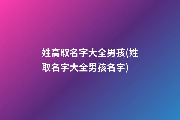 姓高取名字大全男孩(姓取名字大全男孩名字)