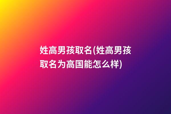 姓高男孩取名(姓高男孩取名为高国能怎么样)