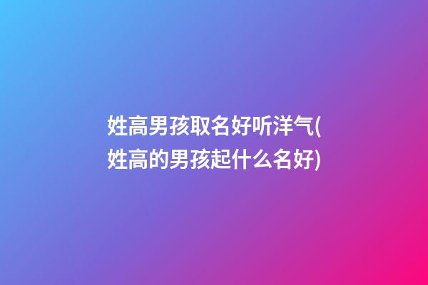 姓高男孩取名好听洋气(姓高的男孩起什么名好)