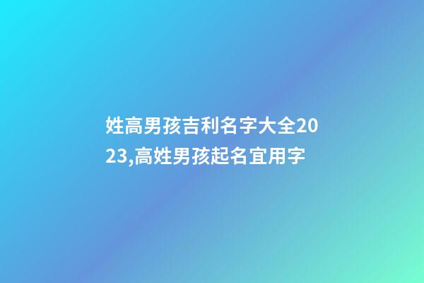 姓高男孩吉利名字大全2023,高姓男孩起名宜用字