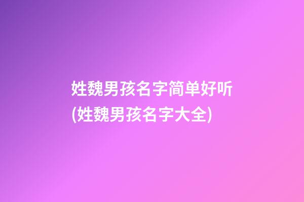 姓魏男孩名字简单好听(姓魏男孩名字大全)