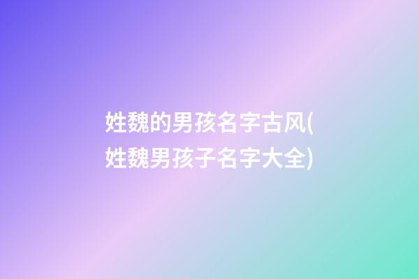 姓魏的男孩名字古风(姓魏男孩子名字大全)