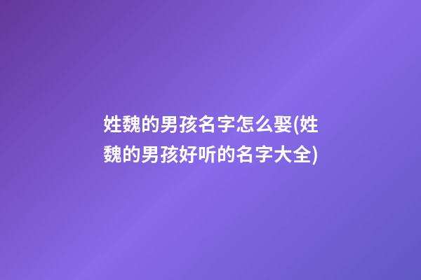 姓魏的男孩名字怎么娶(姓魏的男孩好听的名字大全)