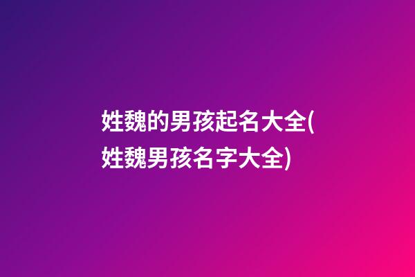 姓魏的男孩起名大全(姓魏男孩名字大全)