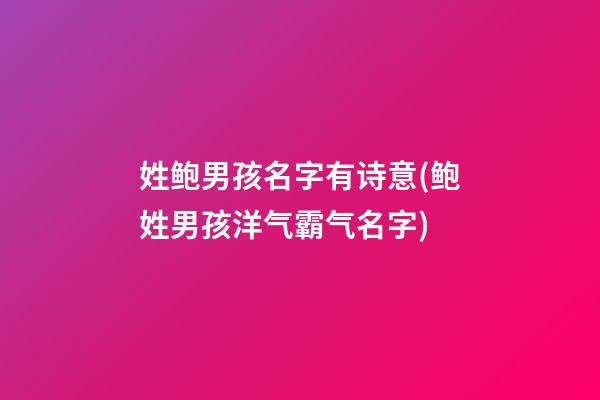 姓鲍男孩名字有诗意(鲍姓男孩洋气霸气名字)