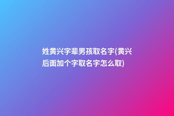 姓黄兴字辈男孩取名字(黄兴后面加个字取名字怎么取)