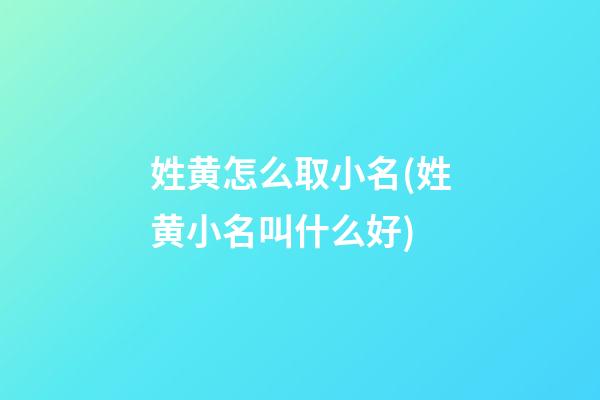 姓黄怎么取小名(姓黄小名叫什么好)