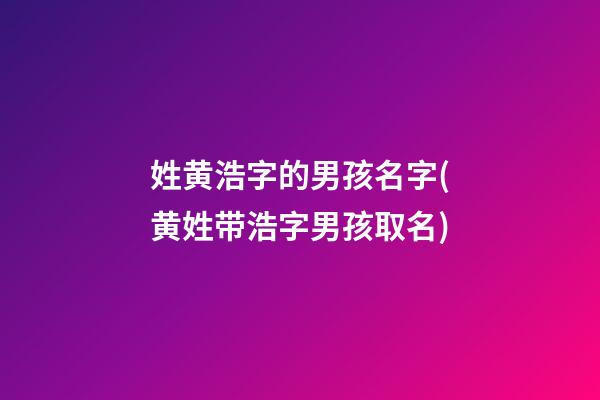 姓黄浩字的男孩名字(黄姓带浩字男孩取名)