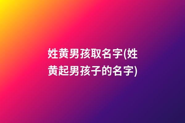姓黄男孩取名字(姓黄起男孩子的名字)
