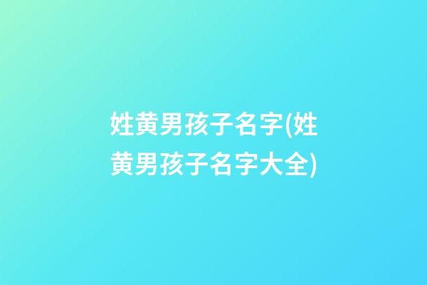姓黄男孩子名字(姓黄男孩子名字大全)