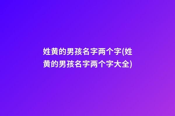 姓黄的男孩名字两个字(姓黄的男孩名字两个字大全)