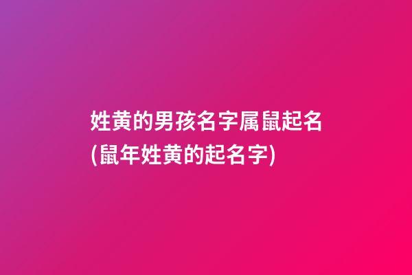 姓黄的男孩名字属鼠起名(鼠年姓黄的起名字)