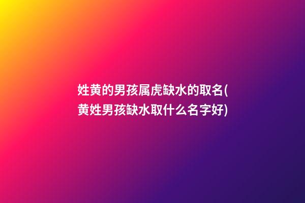 姓黄的男孩属虎缺水的取名(黄姓男孩缺水取什么名字好)