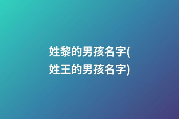 姓黎的男孩名字(姓王的男孩名字)