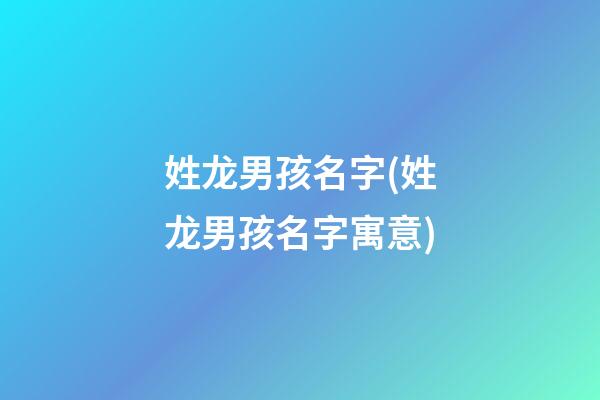 姓龙男孩名字(姓龙男孩名字寓意)