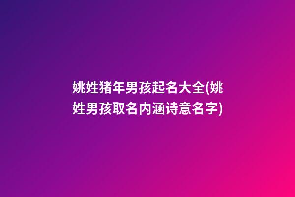 姚姓猪年男孩起名大全(姚姓男孩取名内涵诗意名字)