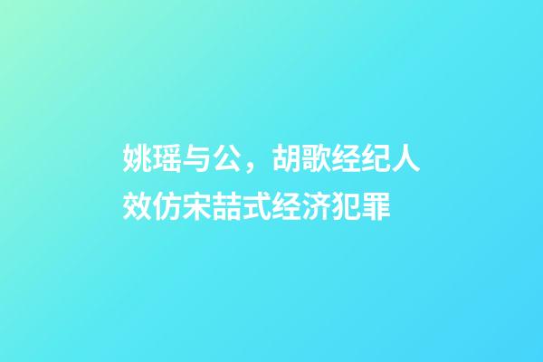 姚瑶与公，胡歌经纪人效仿宋喆式经济犯罪-第1张-观点-玄机派