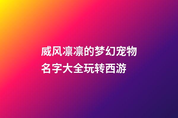 威风凛凛的梦幻宠物名字大全玩转西游