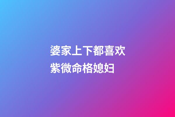 婆家上下都喜欢紫微命格媳妇