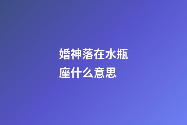 婚神落在水瓶座什么意思-第1张-星座运势-玄机派