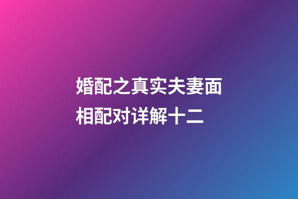 婚配之真实夫妻面相配对详解十二