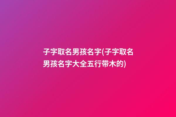 子字取名男孩名字(子字取名男孩名字大全五行带木的)