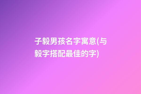 子毅男孩名字寓意(与毅字搭配最佳的字)