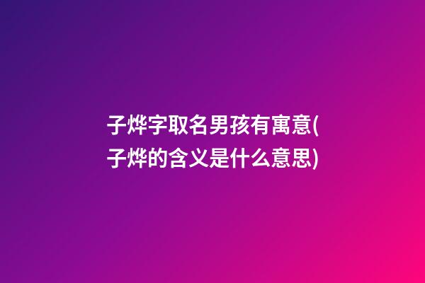 子烨字取名男孩有寓意(子烨的含义是什么意思)
