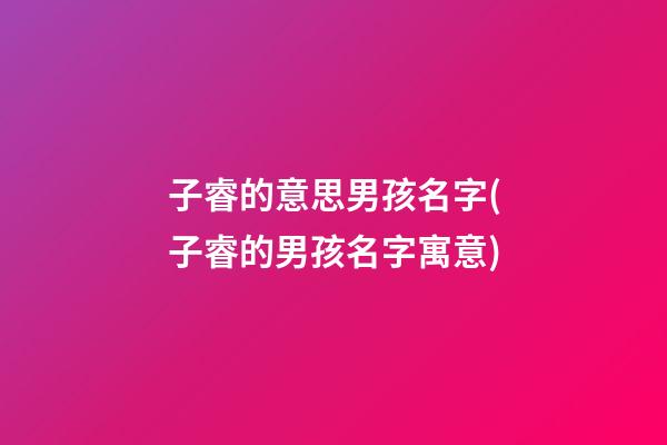 子睿的意思男孩名字(子睿的男孩名字寓意)