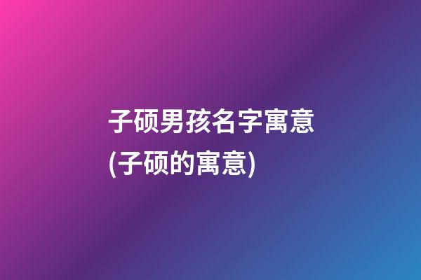 子硕男孩名字寓意(子硕的寓意)