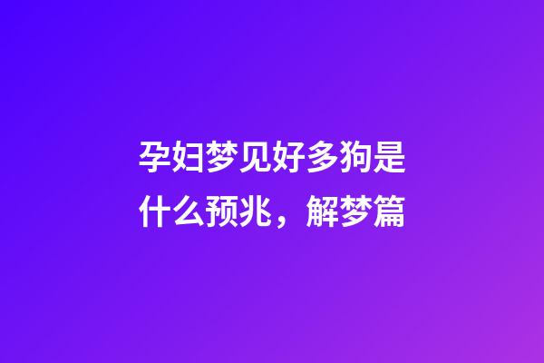 孕妇梦见好多狗是什么预兆，解梦篇(二)-第1张-观点-玄机派