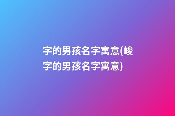 字的男孩名字寓意(峻字的男孩名字寓意)