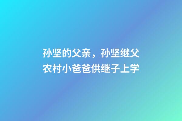 孙坚的父亲，孙坚继父农村小爸爸供继子上学-第1张-观点-玄机派