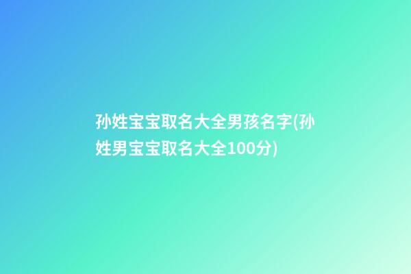 孙姓宝宝取名大全男孩名字(孙姓男宝宝取名大全100分)