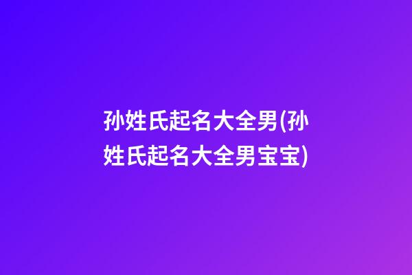 孙姓氏起名大全男(孙姓氏起名大全男宝宝)