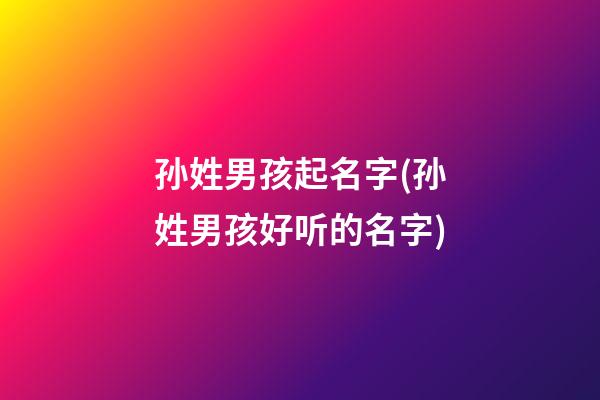 孙姓男孩起名字(孙姓男孩好听的名字)