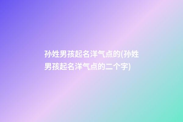孙姓男孩起名洋气点的(孙姓男孩起名洋气点的二个字)