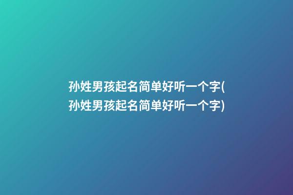 孙姓男孩起名简单好听一个字(孙姓男孩起名简单好听一个字)